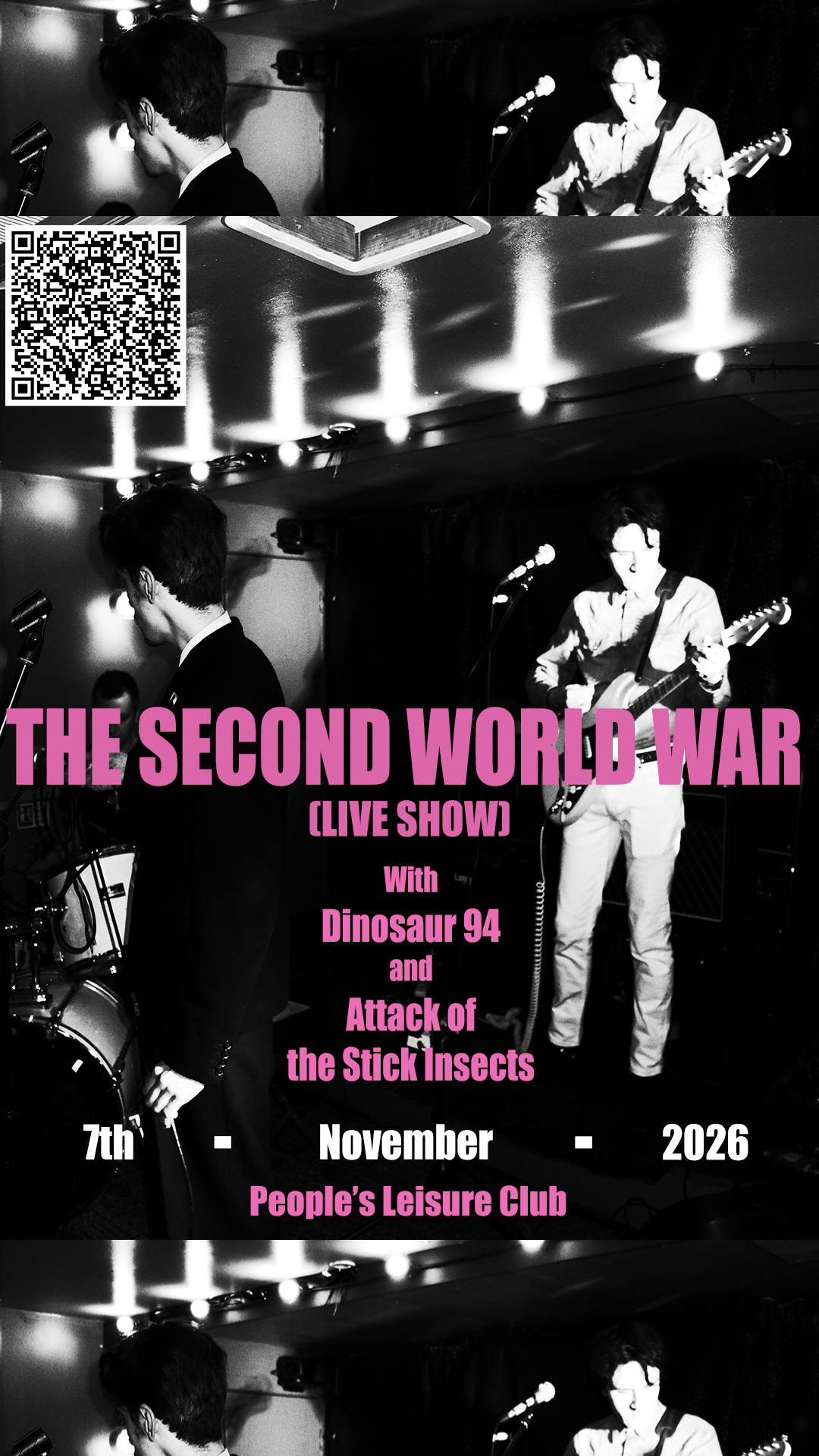 Staged Live Presents The Second World War + Dinosaur 94 + Attack of The Stick Insects @ People's Leisure Club, Edinburgh